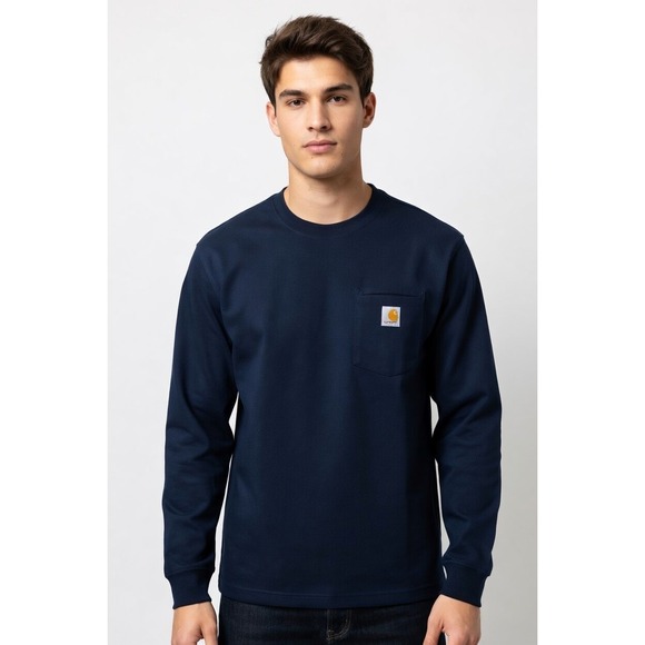 Carhartt Other - Carhartt Mens 2XL Loose Fit Heavyweight Long Sleeve Pocket T-Shirt Navy